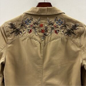 Ralph Lauren Floral Embroidered Tan Jacket Small
